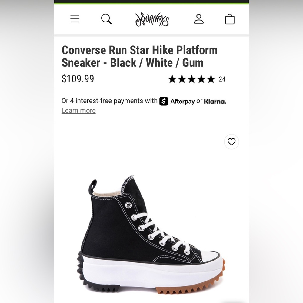 Black and White Converse High-Top Run Star Hike Sneakers- Like New - Picture 2 of 13